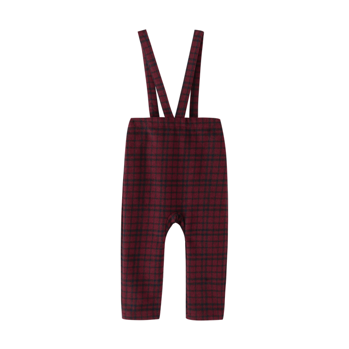 pants plaid suspender - burgundy plaid