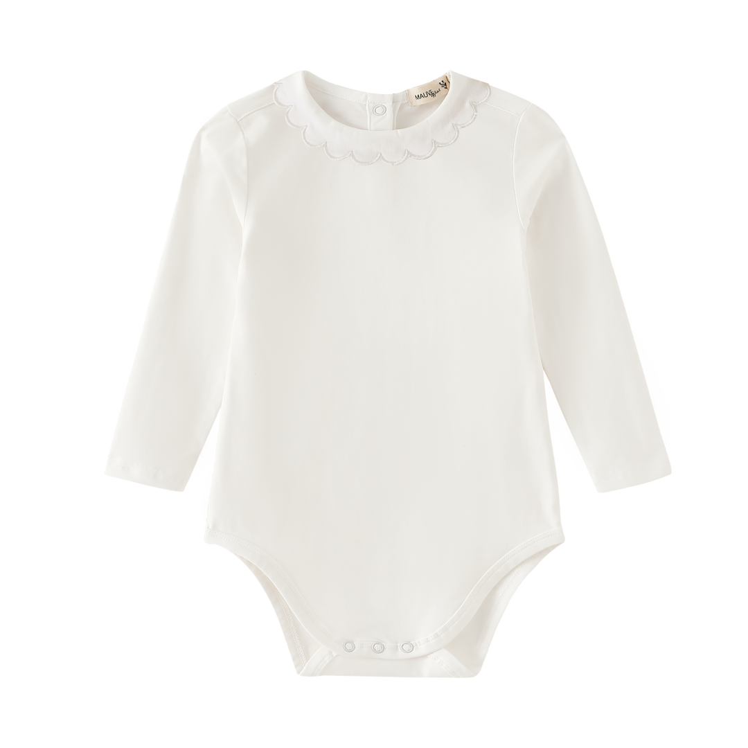 onesie scalloped collar - white