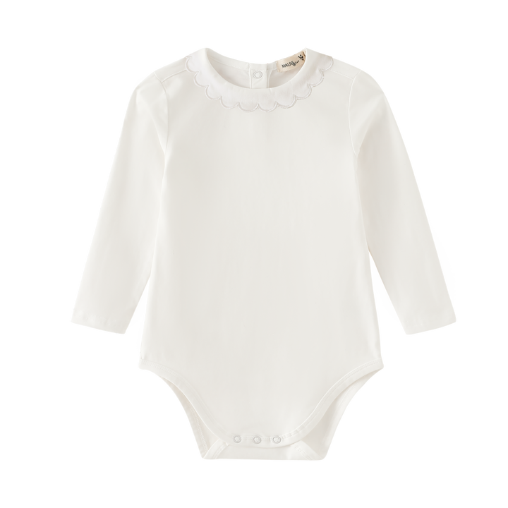onesie scalloped collar - white