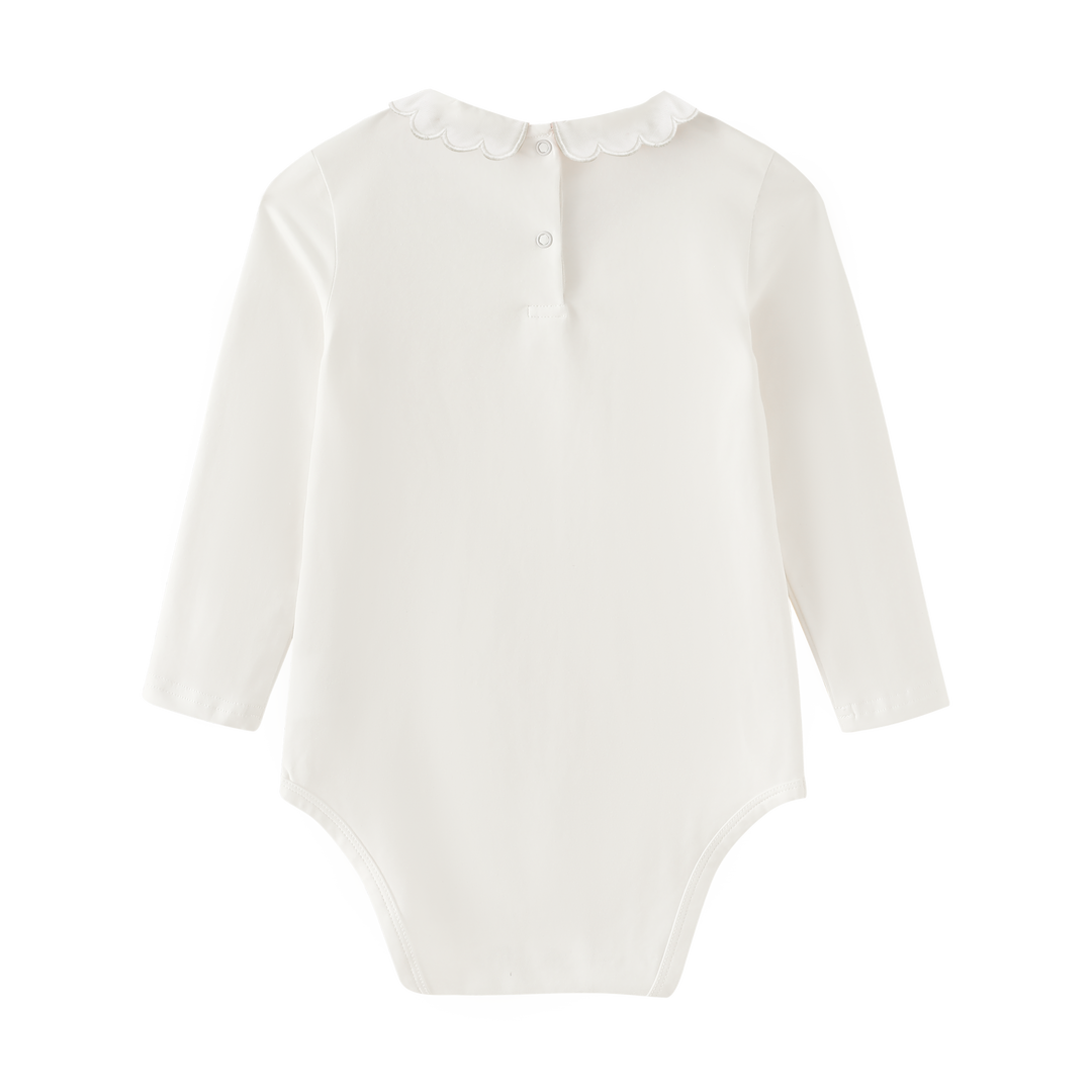 onesie scalloped collar - white
