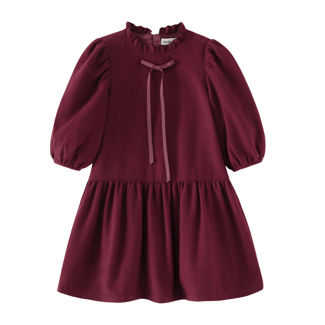 dress puffed sleeve - burgundy