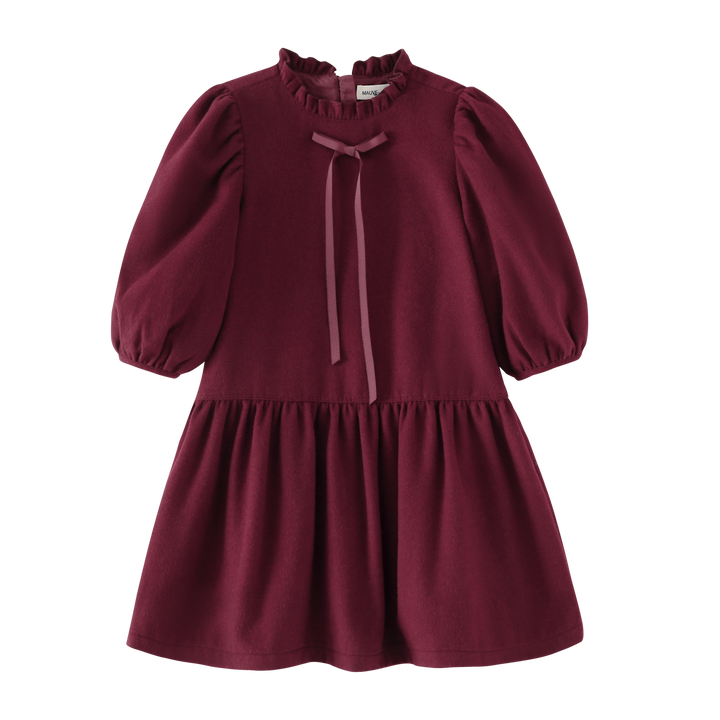 dress puffed sleeve - burgundy