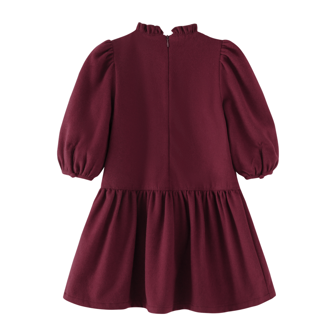 dress puffed sleeve - burgundy