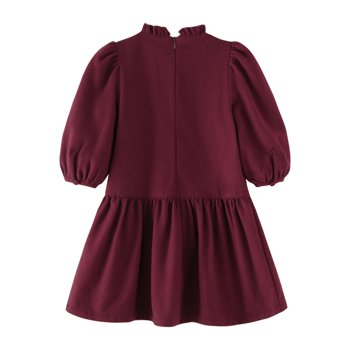 dress puffed sleeve - burgundy