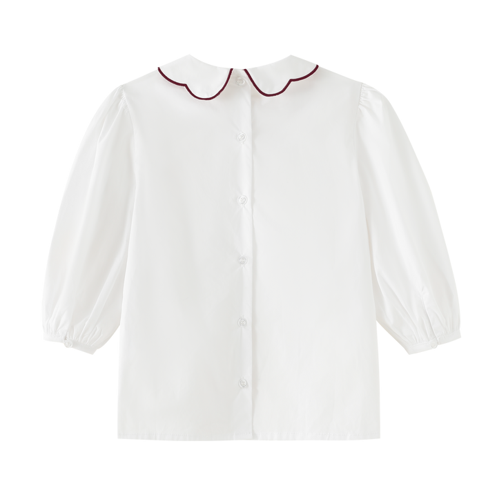 shirt l/s scalloped collar - burgundy