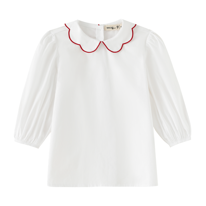 shirt l/s scalloped collar - red