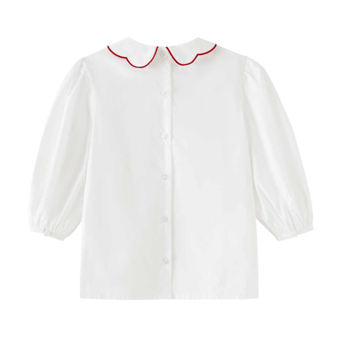 shirt l/s scalloped collar - red