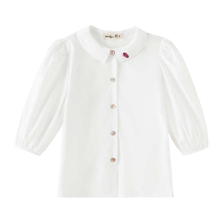 shirt l/s with embroidered collar - white