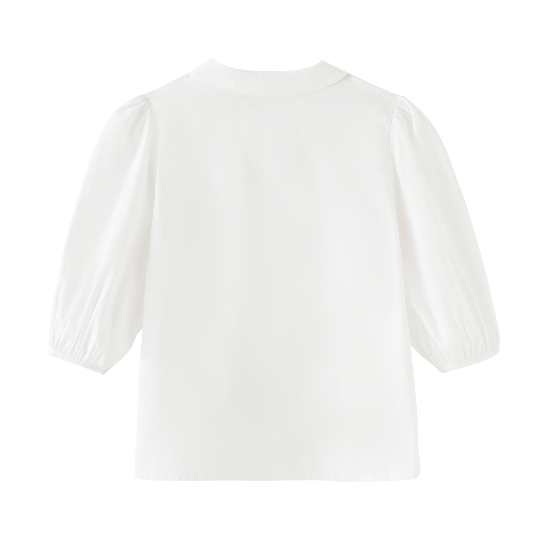 shirt l/s with embroidered collar - white
