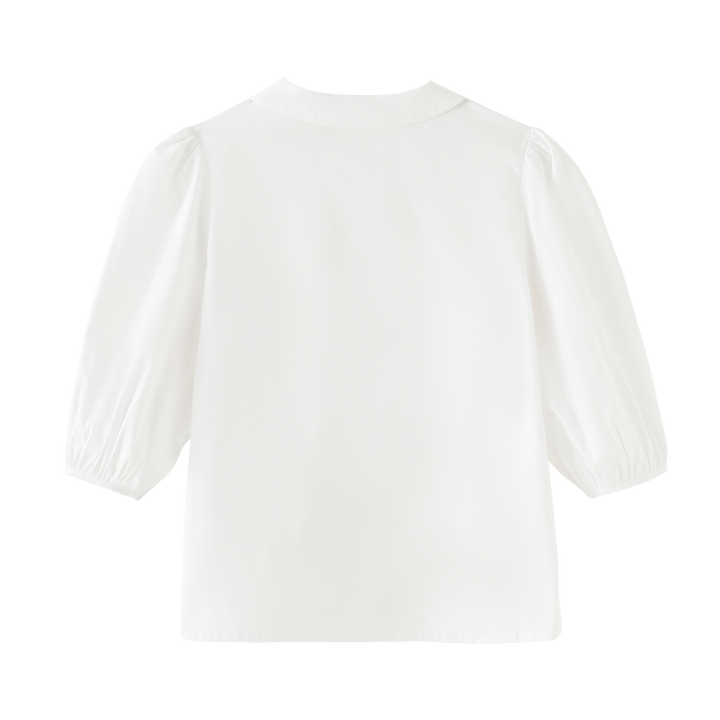 shirt l/s with embroidered collar - white