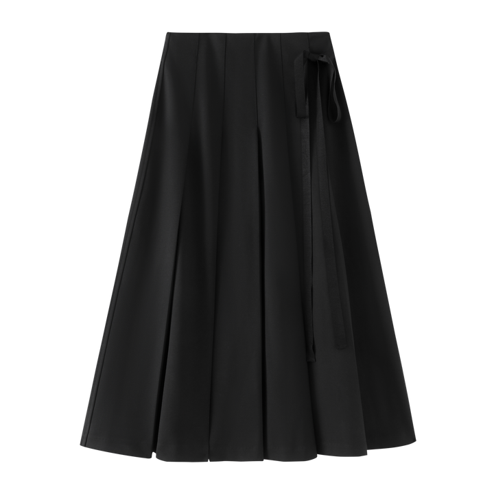 skirt taffeta with side bow - black