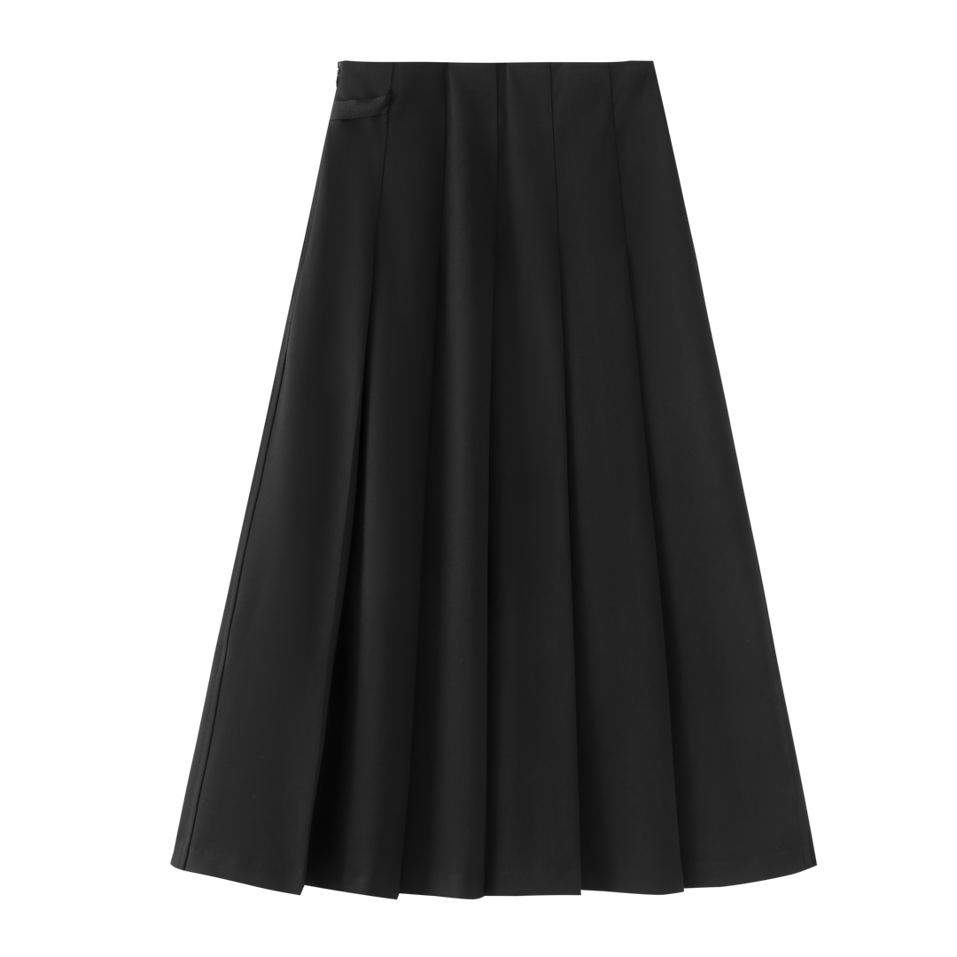 skirt taffeta with side bow - black