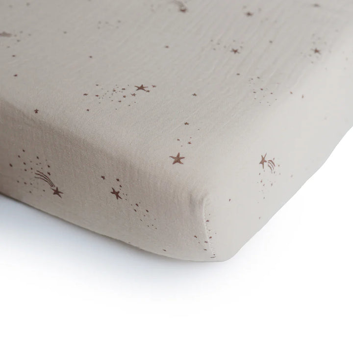 crib sheet regular muslin - falling stars