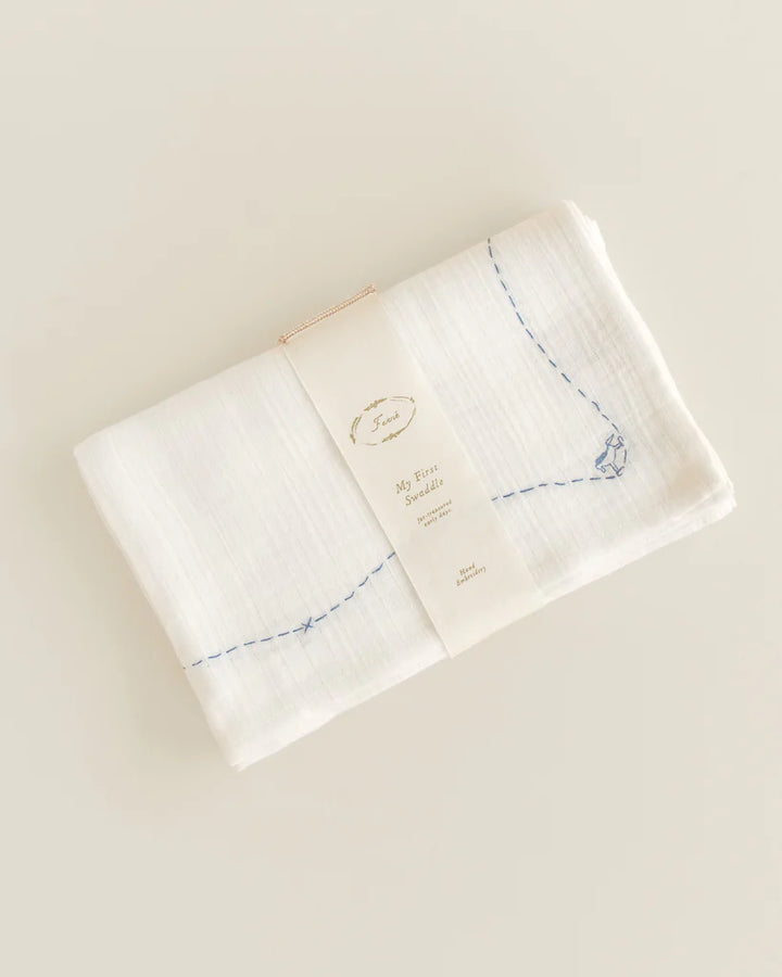 swaddle embroidered gauze - rocking horse