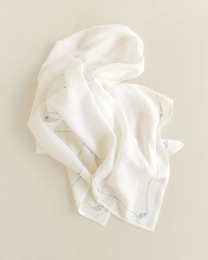 swaddle embroidered gauze - rocking horse
