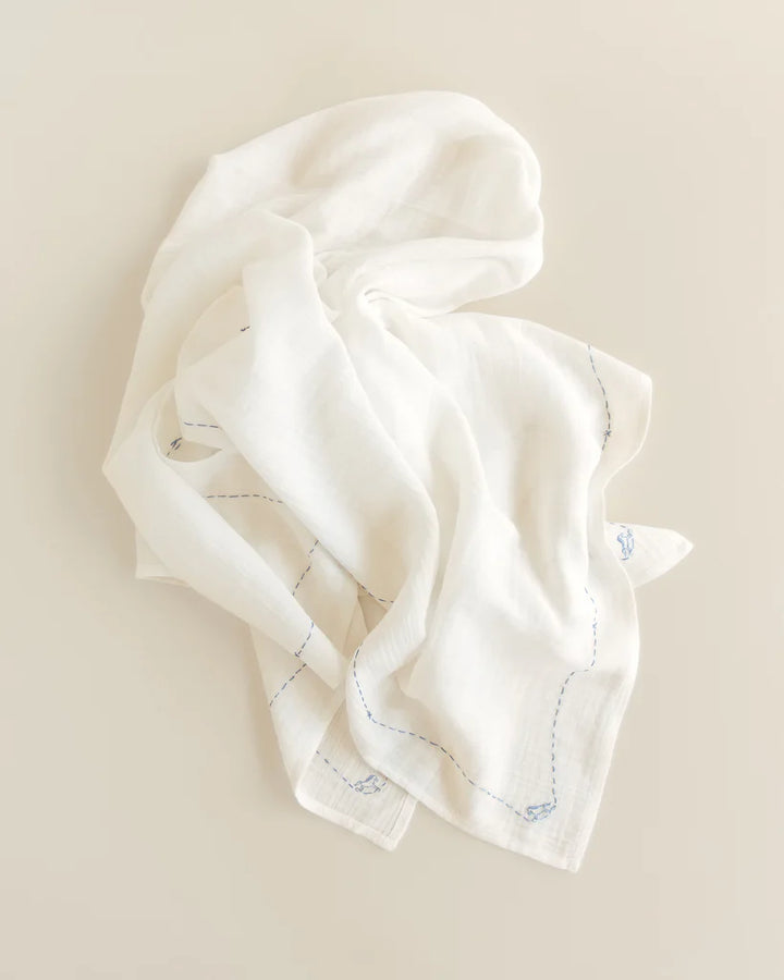 swaddle embroidered gauze - rocking horse
