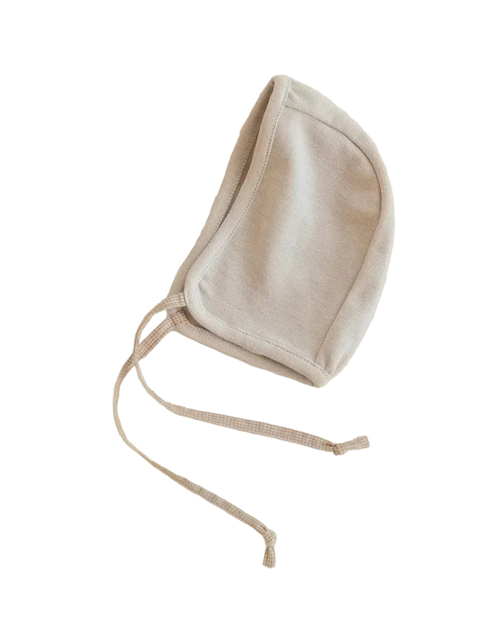 footie patch wrap with bonnet - oat/oat gingham