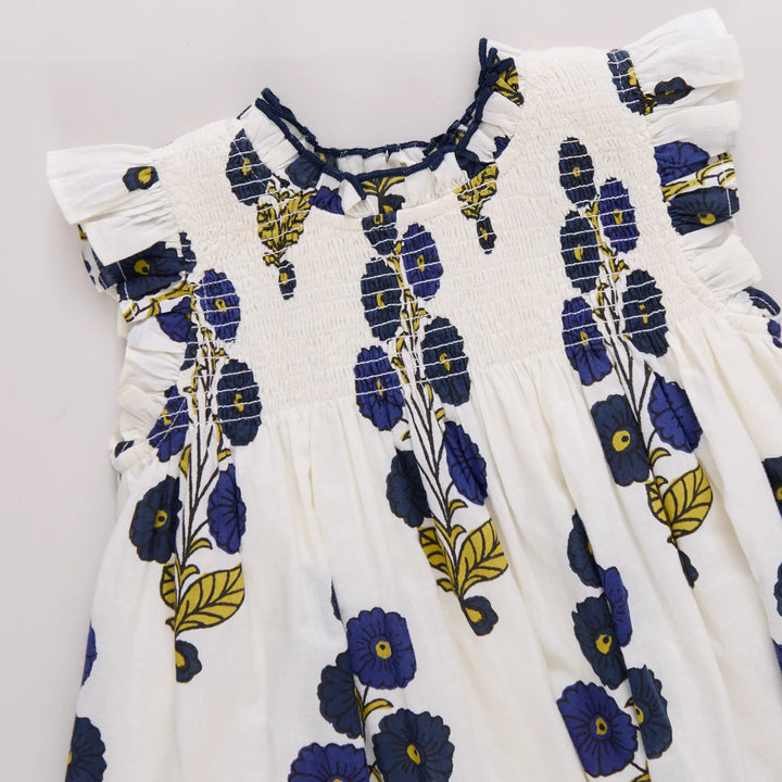 dress smocked buttercup floral flutter with bloomers - navy buttercup flral