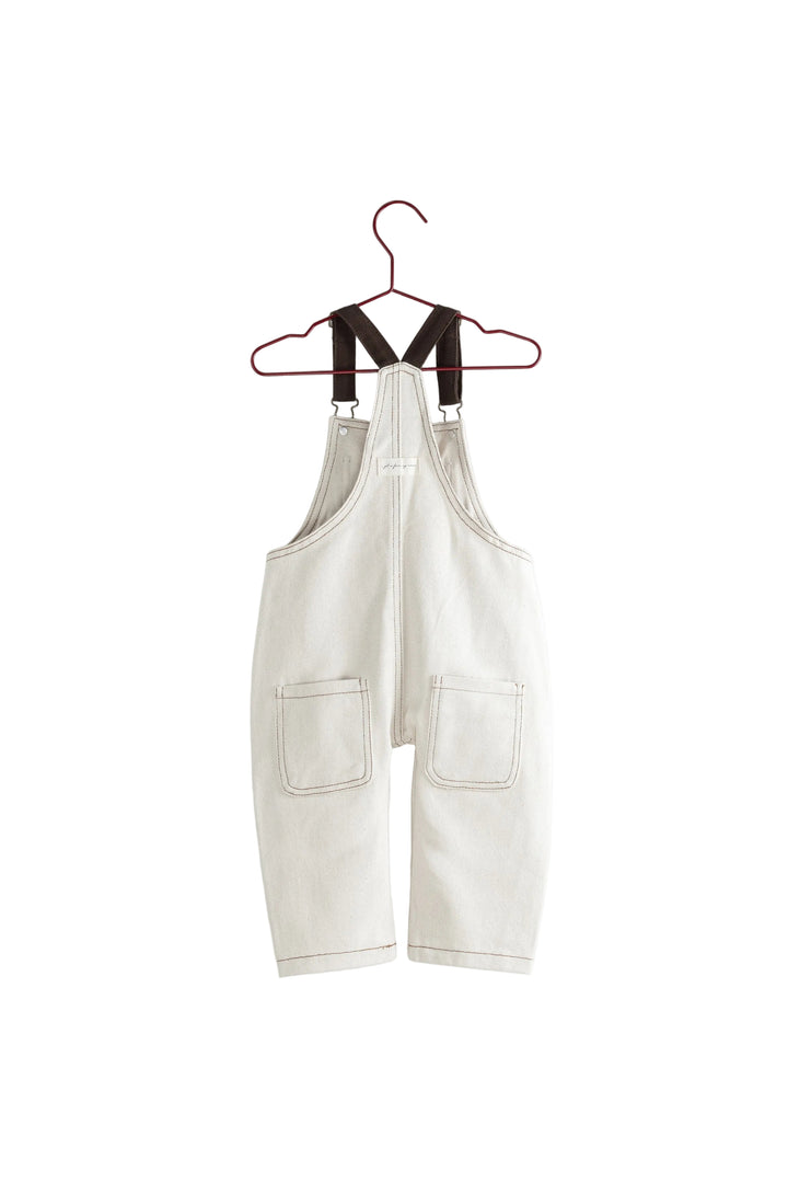 one piece denim barrel overalls - flecked denim