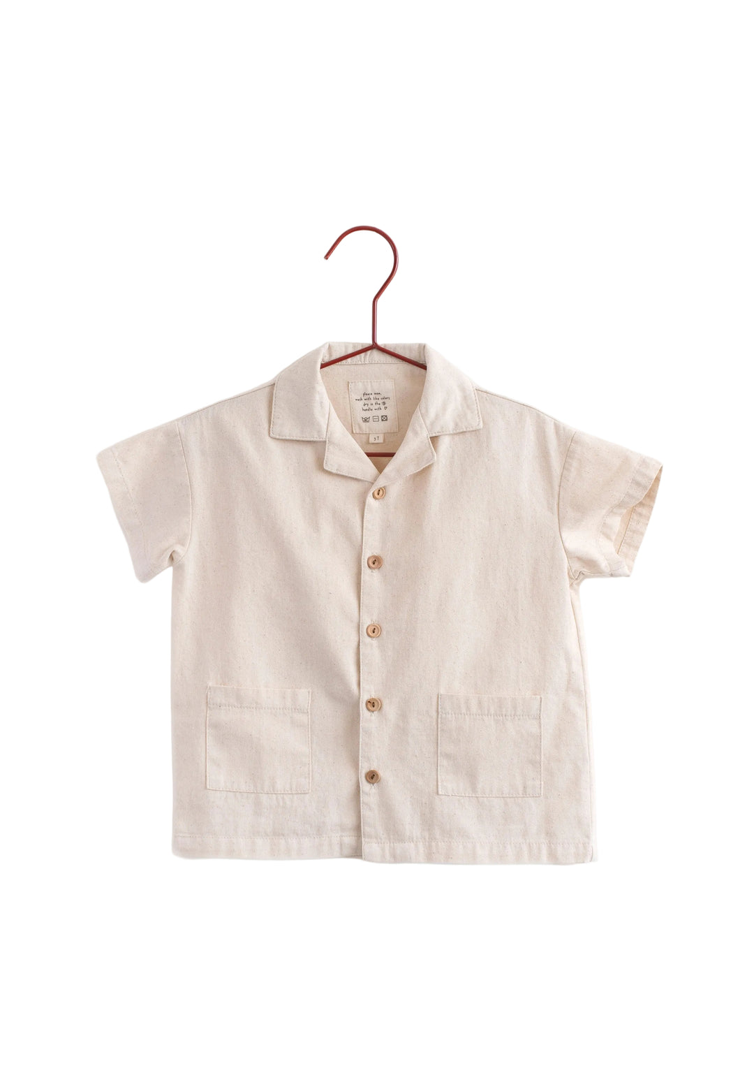 shirt s/s boxy lightweight - flecked denim