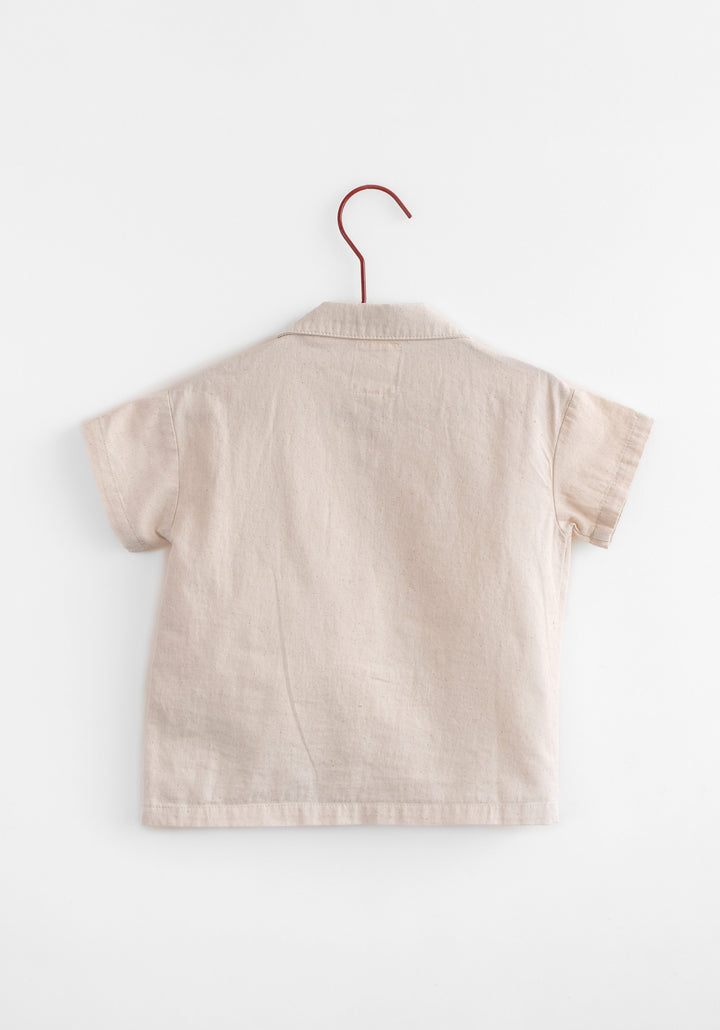 shirt s/s boxy lightweight - flecked denim