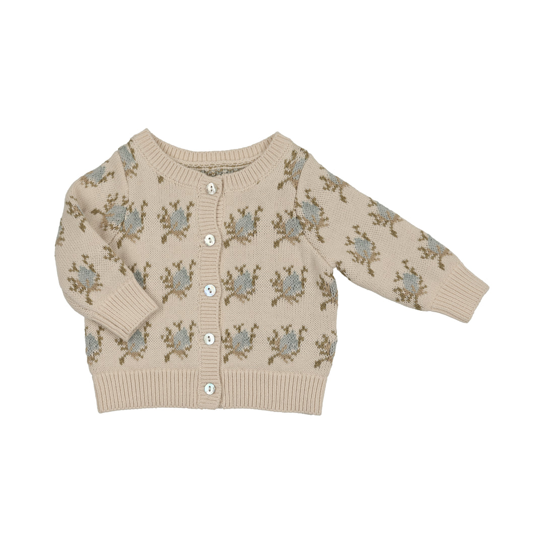 jacket floral knit antarsia with bonnet - powder