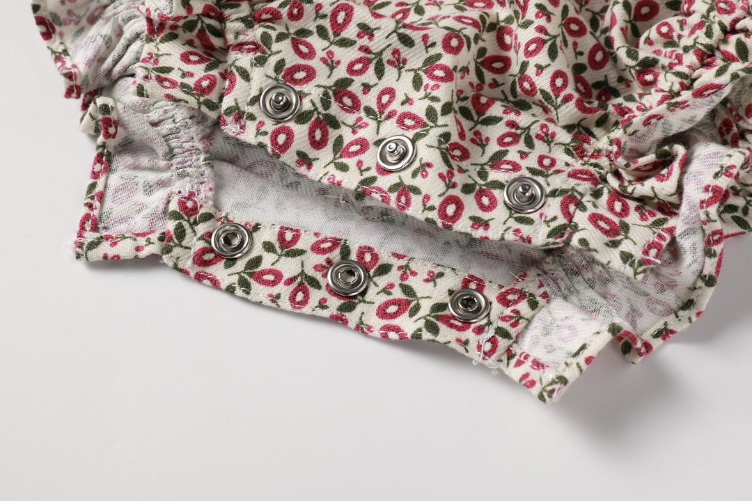 one piece floral printed romper - magenta floral