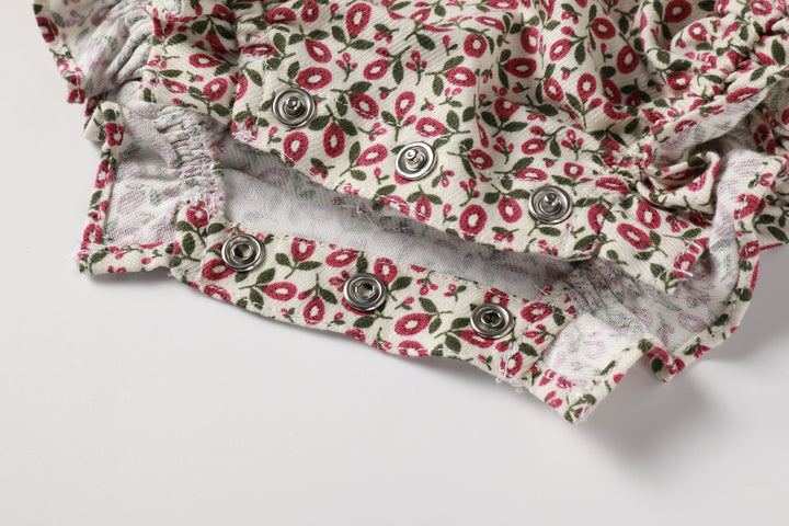 one piece floral printed romper - magenta floral