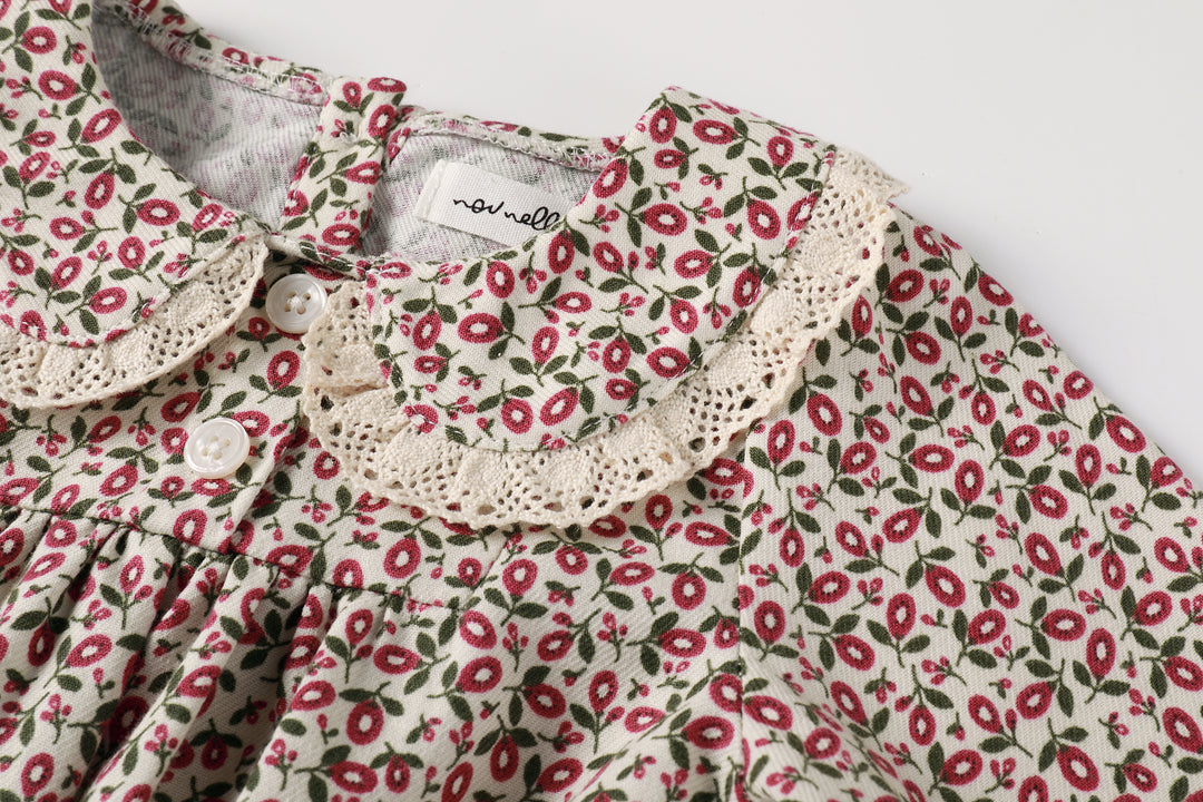 one piece floral printed romper - magenta floral