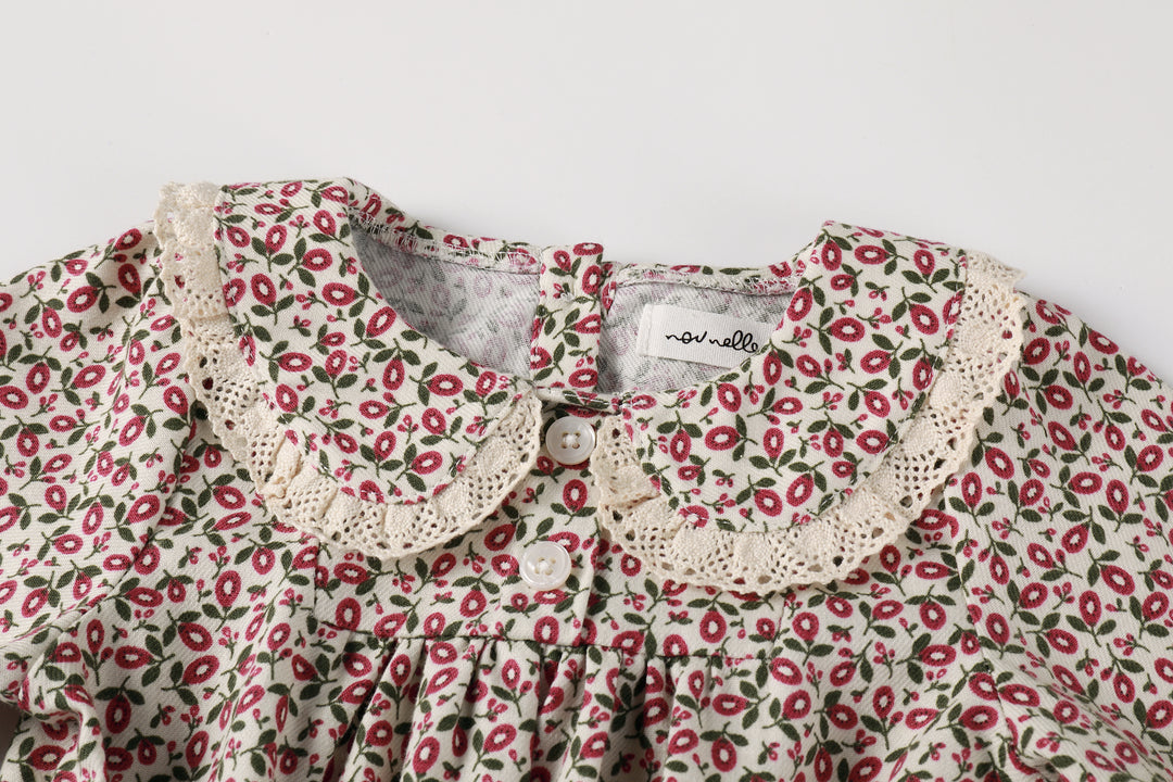 one piece floral printed romper - magenta floral