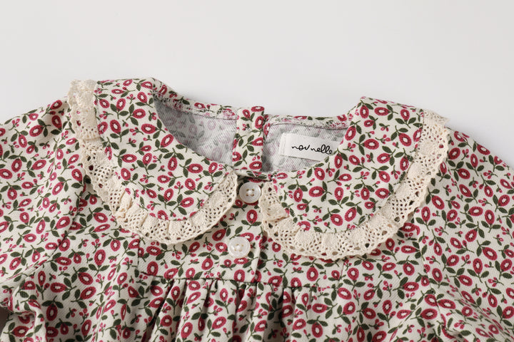 one piece floral printed romper - magenta floral