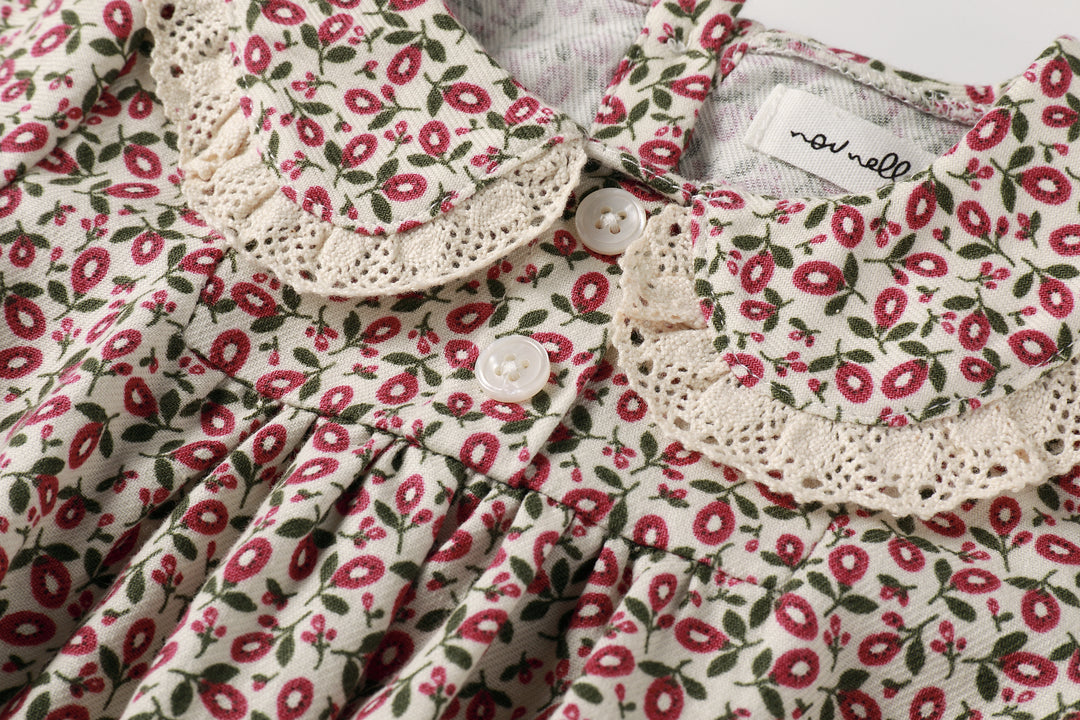 one piece floral printed romper - magenta floral