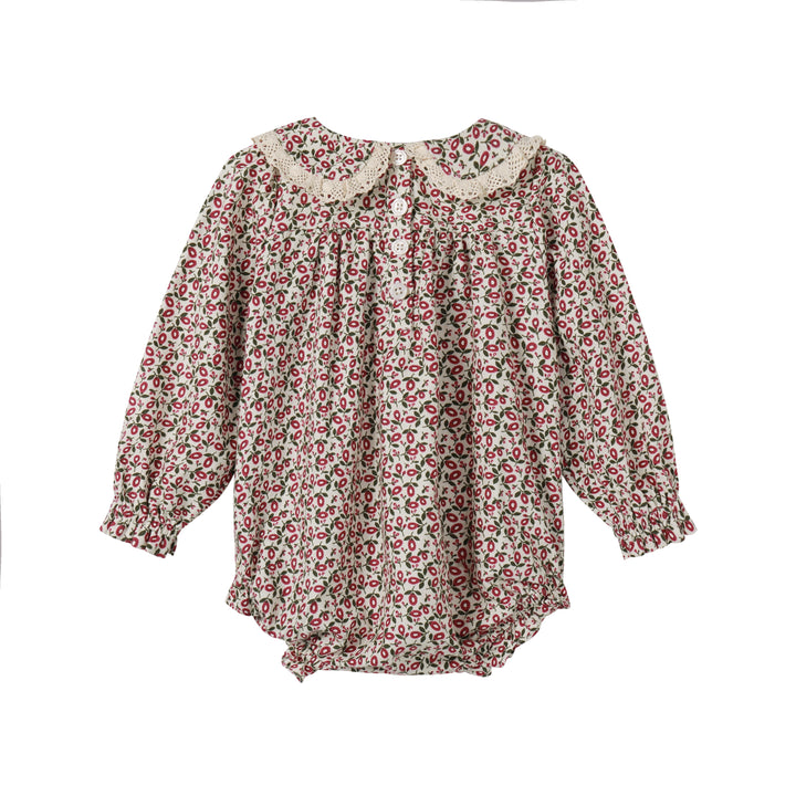 one piece floral printed romper - magenta floral