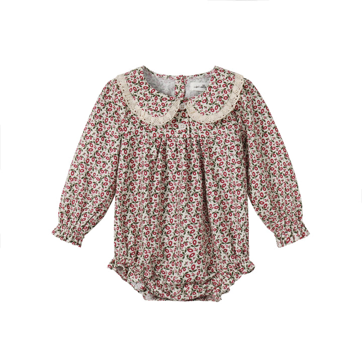 one piece floral printed romper - magenta floral