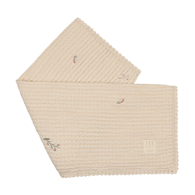 blanket waffle embroidered - pink