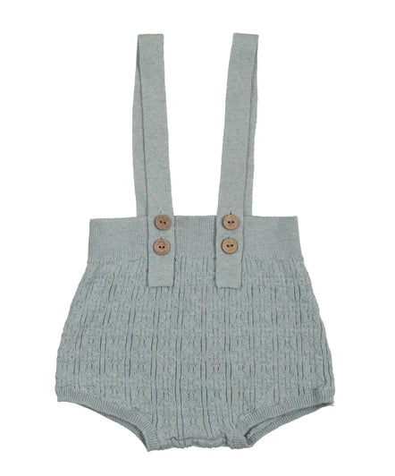one piece heathered overalls - textured blue