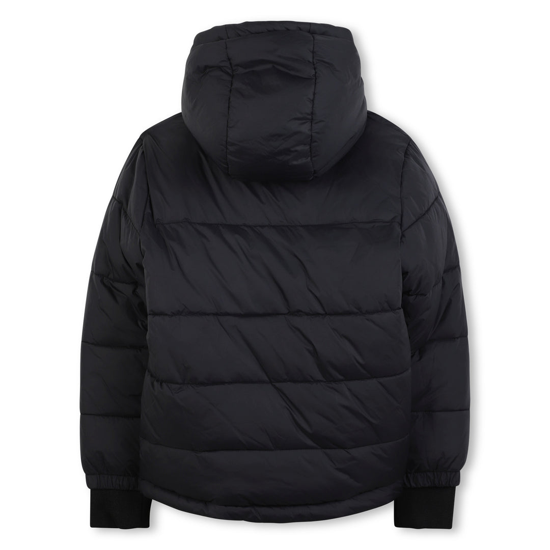 coat reversible hooded puffer with logo - stone-249