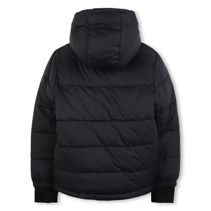 coat reversible hooded puffer with logo - stone-249