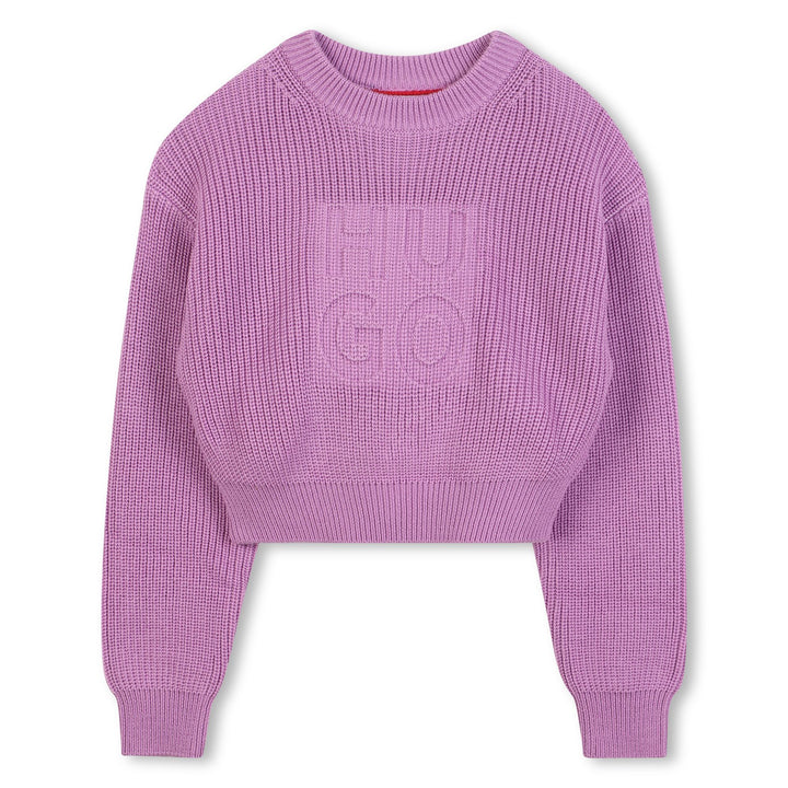 top l/s knit sweater with embossed logo - violet-911