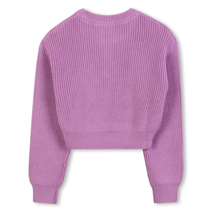 top l/s knit sweater with embossed logo - violet-911