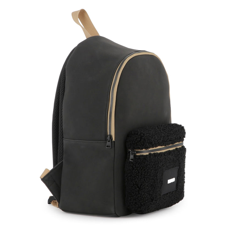 backpack with sherpa pocket logo - black-09b