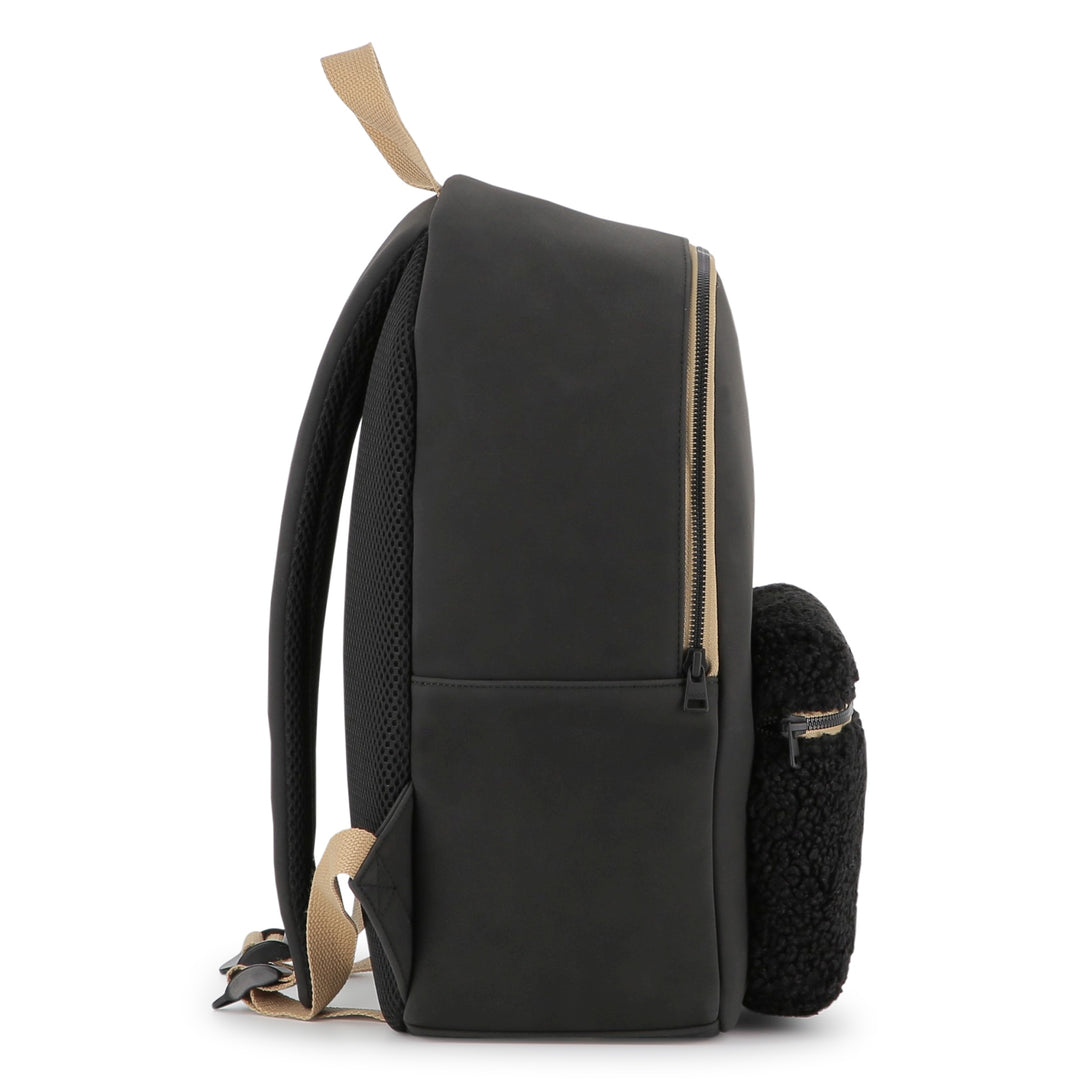 backpack with sherpa pocket logo - black-09b