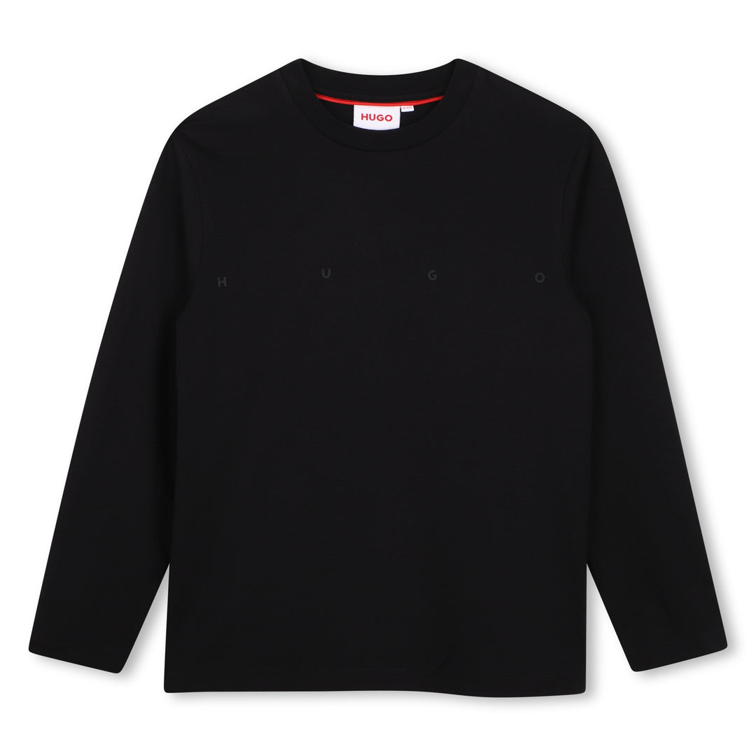 tee l/s rubber letter logo  - black-09b