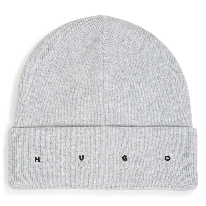 hat embroidered logo knit beanie - chine grey-a32