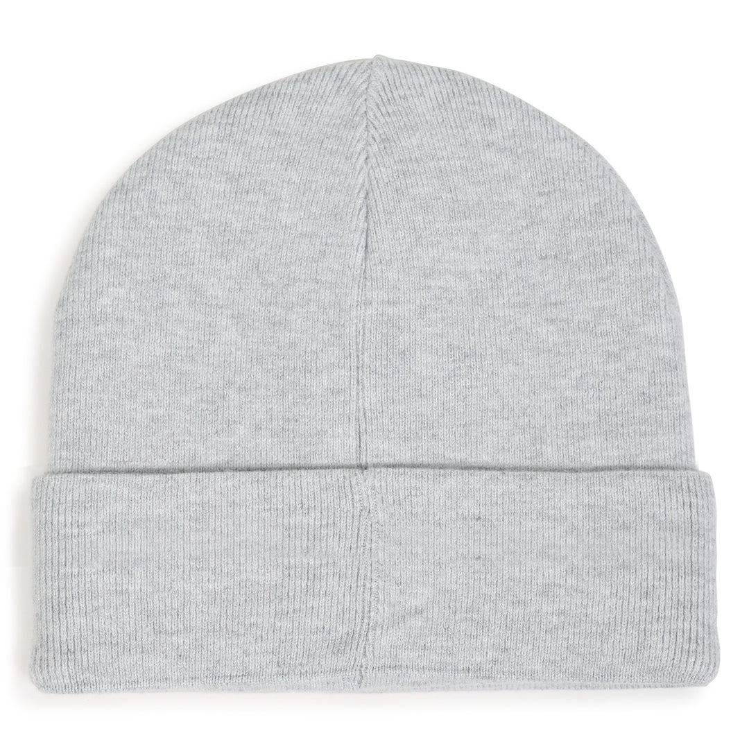 hat embroidered logo knit beanie - chine grey-a32