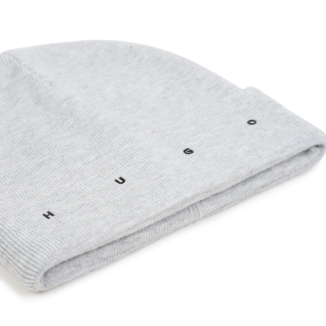 hat embroidered logo knit beanie - chine grey-a32