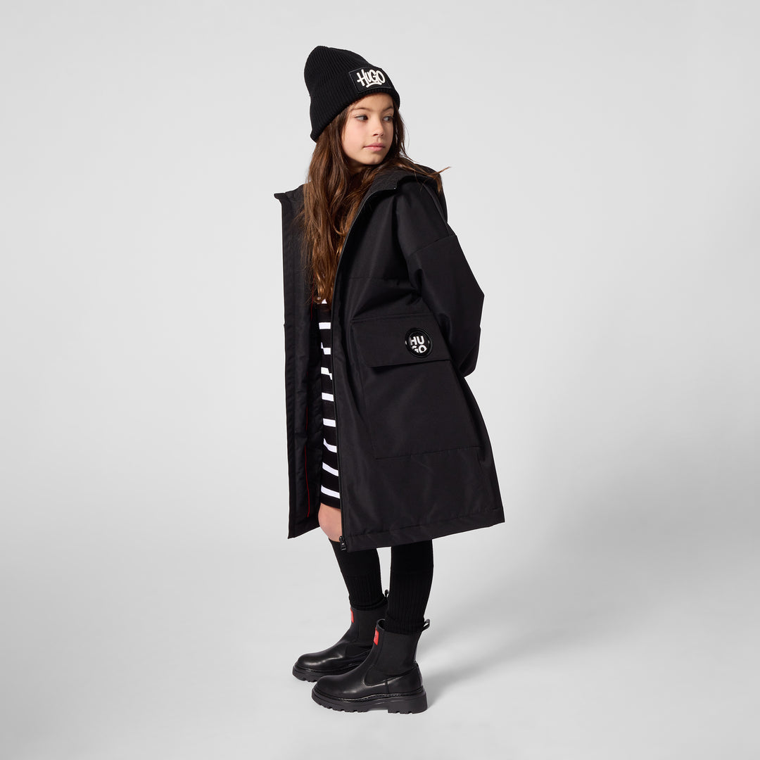hat chunky logo label beanie - black-09b