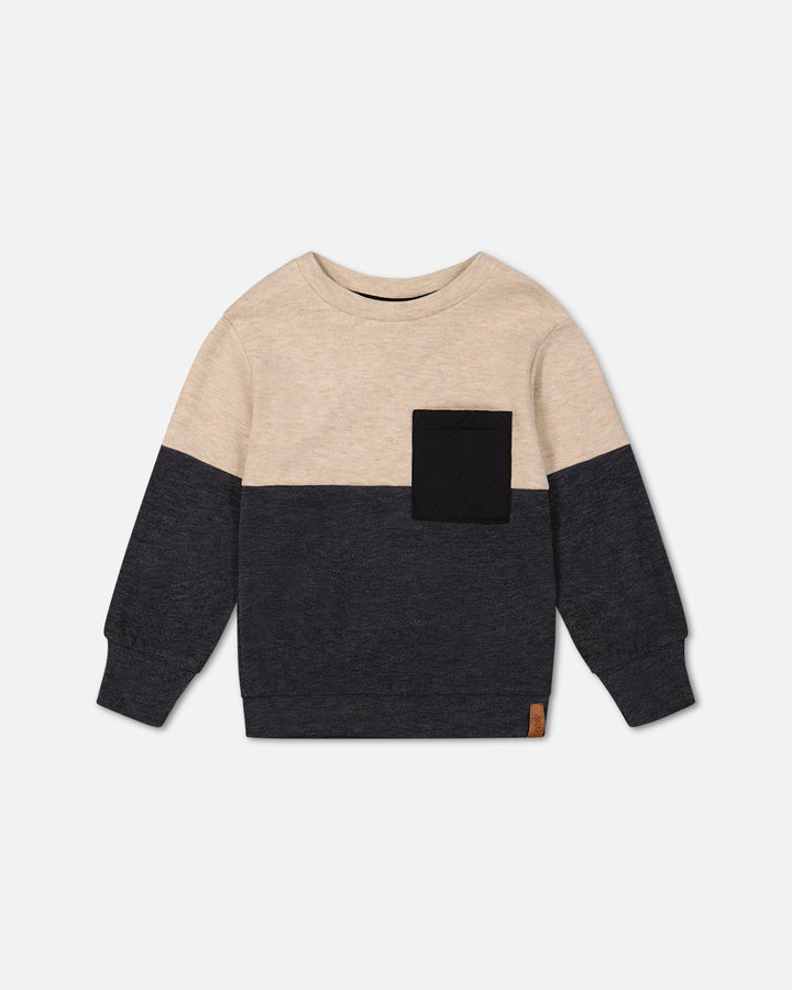 top l/s sweat colorblock pocket - peacoat