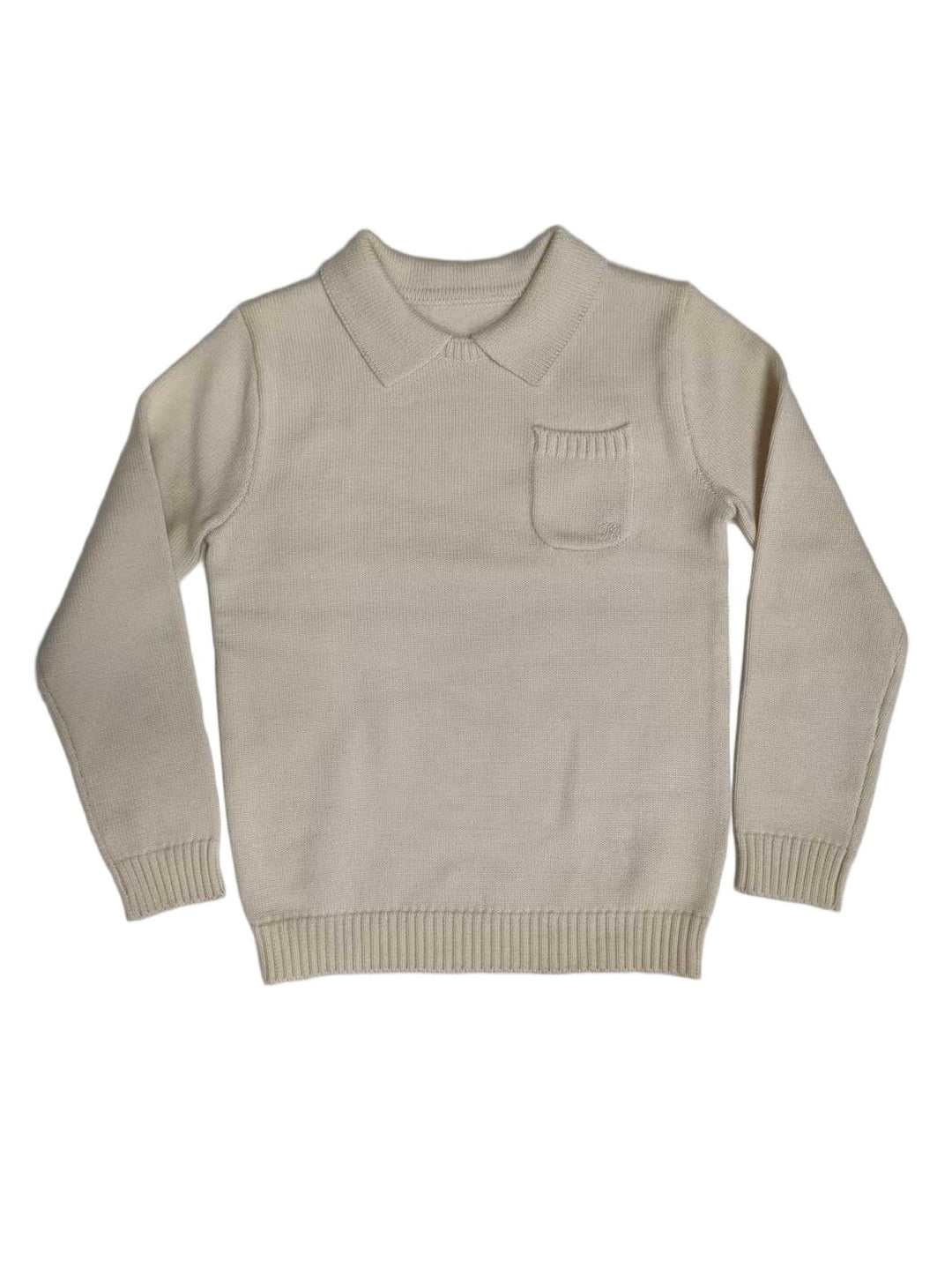 top l/s knit collared sweater - oatmilk