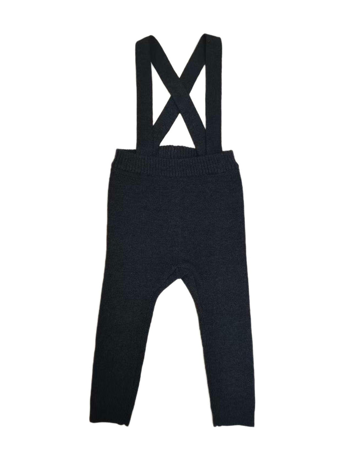 set outfit knit zipper sweater and suspender leggings - blue